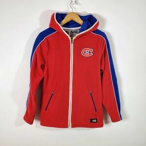Vintage 90s NHL Montreal Canadiens Fleece Jacket Red Hockey Y2K Full Zip